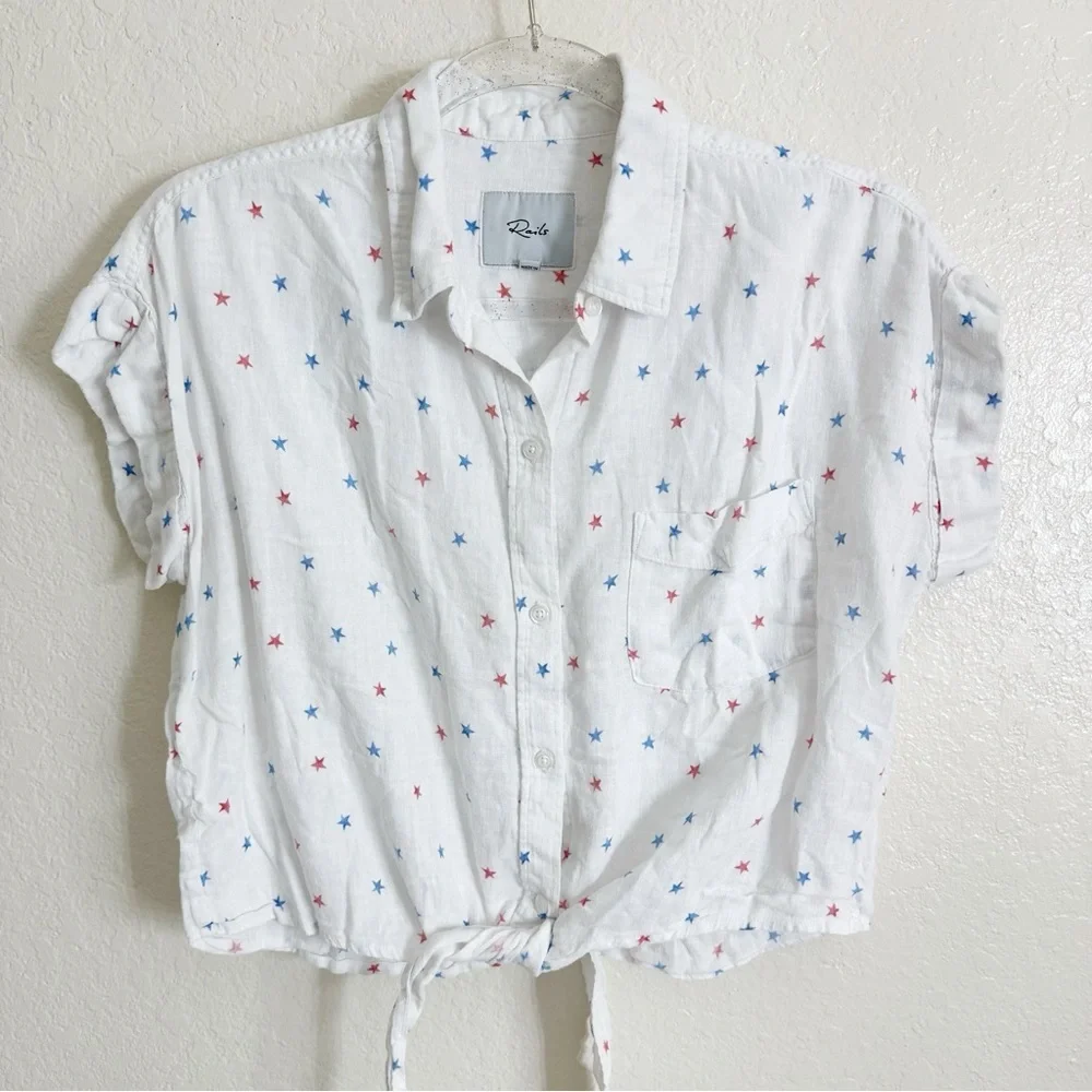 Rails Amelie Tie Front Shirt white size M - Picture 4 of 12